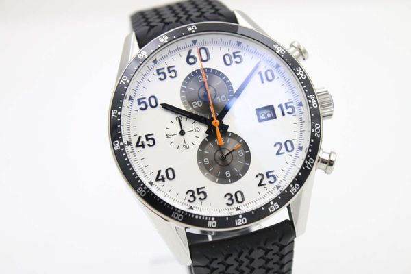 

2017 new luxury men's quartz chrono mclaren caliber 1887 white dial black rubber men's watch sport folding clasp men's watche, Slivery;brown