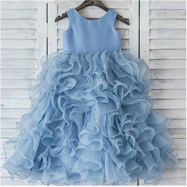 

arrival flower girl dresses for wedding little girls kids/child dress with flower fashion princess party pageant communion dress, White;blue
