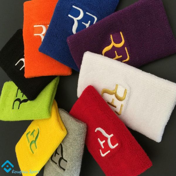 

wholesale- - 6pcs/pack - basketball/tennis/badminton towel cotton r letter sports wristband wrist support protector sweatband