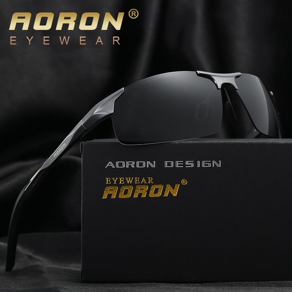 

wholesale-aoron brand designer aluminum magnesium polarized goggles driving glasses men sunglasses accessories male eyewear 2017, White;black