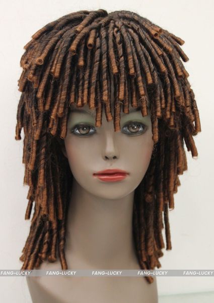 Kostenloser Versand, schöne Mode, neue schwarze, braune, gemischte Perücke im afrikanischen Stil, Dreadlocks, Kostüm RUUD GULLIT FTLG010