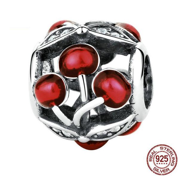 

authentic 925 sterling silver red cherry crystal clear cz floating charms fit bracelets jewelry selling, Bronze;silver