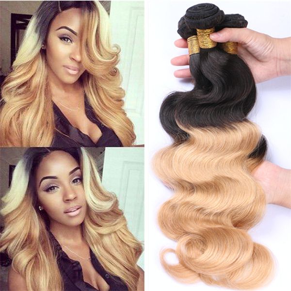 Ombre Malaysian Virgin Hair Weaves 1b 27 Honey Blonde Ombre Two
