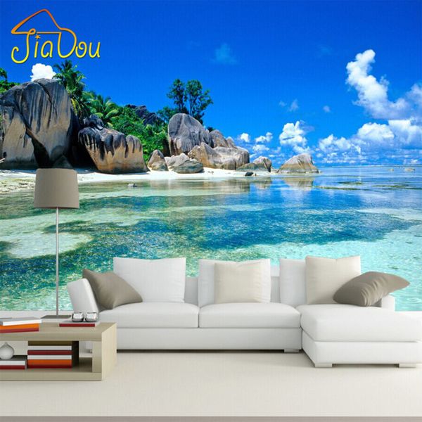 

wholesale- custom 3d mural wallpaper non-woven bedroom livig room tv sofa backdrop wall paper ocean sea beach 3d p wallpaper home decor