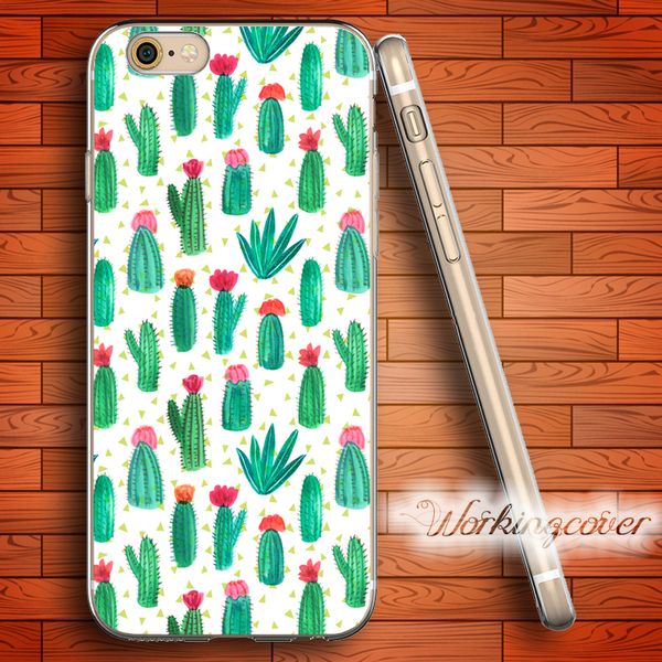

capa plants flower cactus soft clear tpu case for iphone 6 6s 7 plus 5s se 5 5c 4s 4 case silicone cover