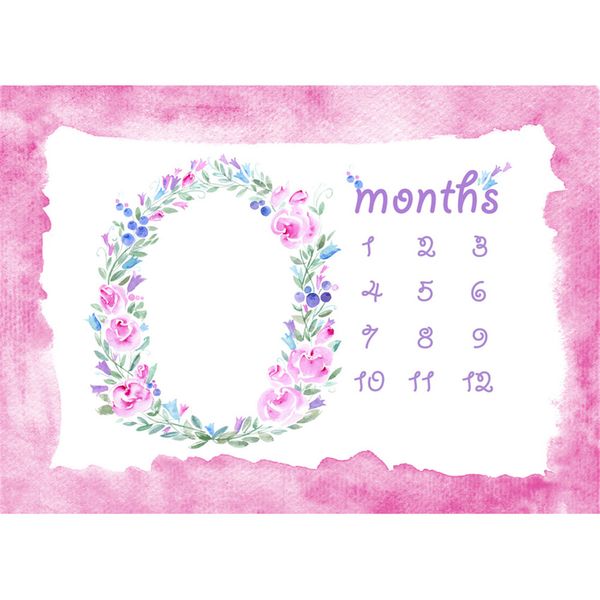 Panno in vinile personalizzato Fiori rosa Calendario Fotografia Fondali per neonato Compleanno Baby Shower Studio fotografico Sfondi ritratto