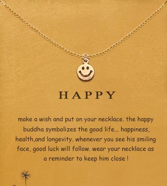 

with card cute dogeared necklace with smile face (happy) silver and gold color, no fade, and high quality