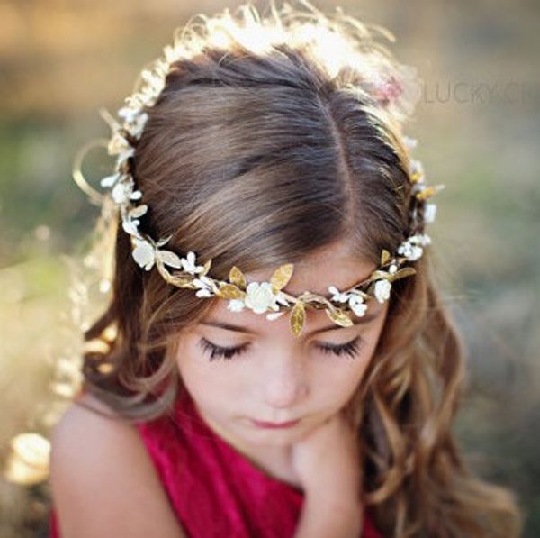 Inseuropean Style Children Hair Accessories Baby Golden Leaves