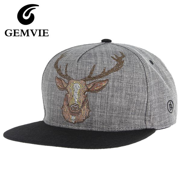 

wholesale- 2016 new baseball cap cotton linen hip hop cap adjustable print elk men women casual spring/autumn/winter hat 3 colors, Blue;gray