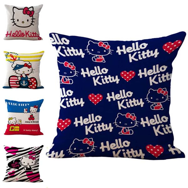 Best Friends Hello Kitty Pillow Case Cushion Cover Linen Cotton