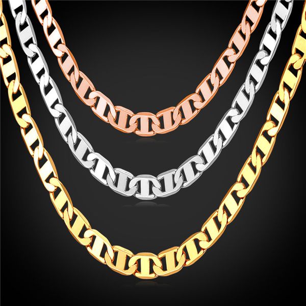 

U7 figaro chain necklace 3 ize men jewelry 18k real gold plated fa hion acce orie men necklace party gift n1040