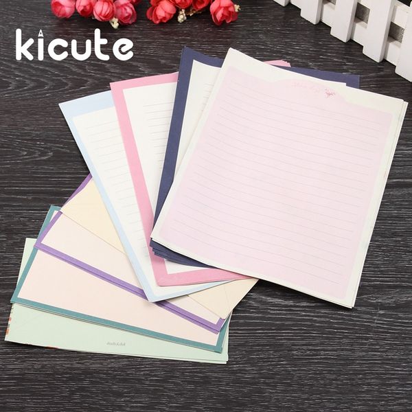

wholesale- kicute 1 set finely flower animal letter pad set writing paper set 4 sheets letter paper and 2pcs envelopes office school supply