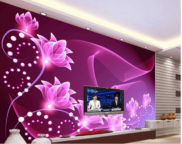 3d stereoscopico carta da parati moda arredamento casa decorazione per camera da letto Viola romantico sette fiori soggiorno parete di fondo