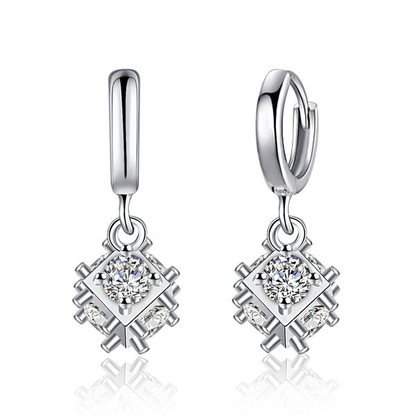 

p&p price 925 sterling silver fashion jewelry six side diamonds earring 925 silver dangle & chandelier earrings 1814