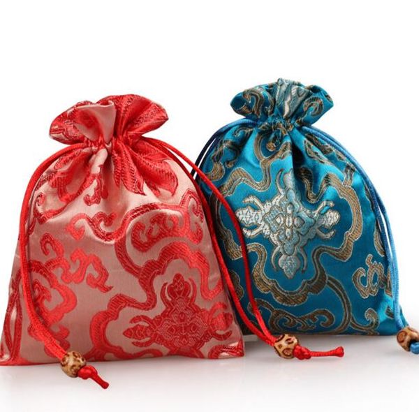 

40pcs handmade 13*16cm embroider bag jewelry bags candy beads purse bags wedding party gift bags, Pink;blue