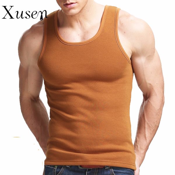 

wholesale- mens thick warm vest 2016 new casual cotton muscle fitnesss tank solid color bodybuilding tank clothing, White;black