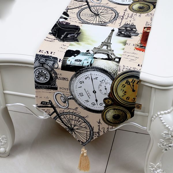 

120 inch extra long ethnic rustic table runner european american style modern dining table cloth cotton cloth table protection pads 300x33