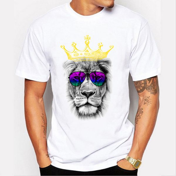 

2017 new fashion cool kind of lion printed men's t shirt hipster style casual t-shirt, White;black