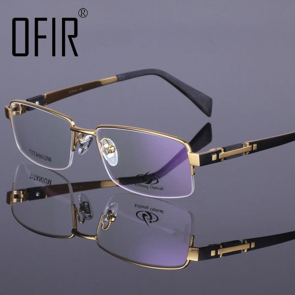 

wholesale- titanium 100% computer goggles anti fatigue radiation resistant reading glasses frame half frame eyeglasses oculos de grau yj-1, Silver