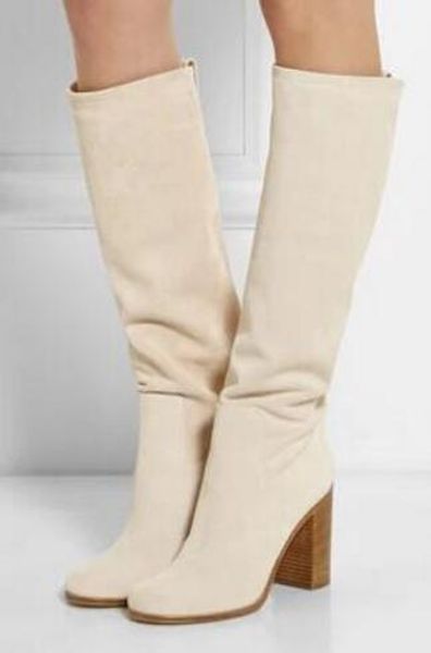 

2017 женские сапоги бежевый белый цвет колено высокие пинетки коренастый пятки диз