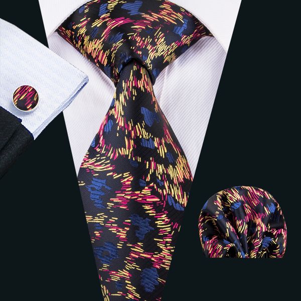 

novelty unique handmade silk tie blue and black silk neck tie pocket square cufflinks gift set for friend father n-1605, Black;blue