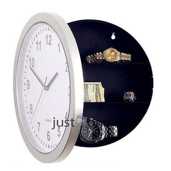 

wholesale-new plastic wall clock w/ hidden shelves valuables secret stash jewelry money hot