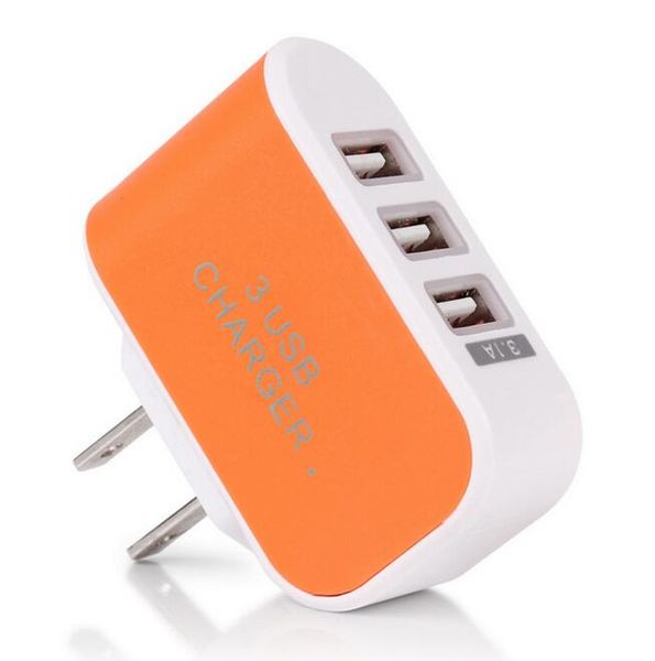 

US EU Plug 3 USB Wall Chargers 5V 3.1A LED Adapter Travel Convenient Power Adaptor with triple USB Ports For Mobile Phone ( 5 colors ) 2017