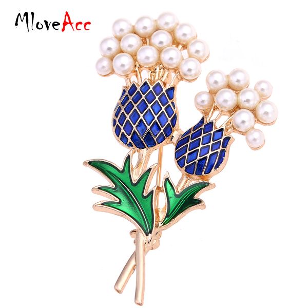 

wholesale- mloveacc elegant women enamel pineapple tree brooch suit pin simulated pearls gold plated fashion collar corsage shirt badge, Gray