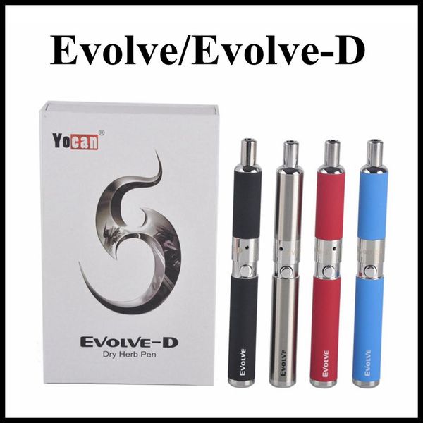 

Оригинал Yocan Evolve Восковая ручка-вапорайзер Evolve-D Dry Herb Starter Kit 650 мАч Эго нить с двойной катушкой Серебро Черный Красный Синий Оранжевый Цвета