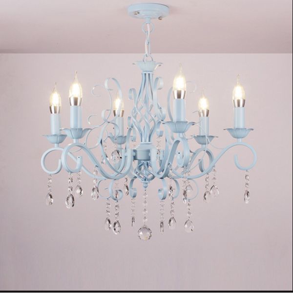 

crystal chandelier living room lamp pastoral mediterranean bedroom restaurant candle chandelier blue european princess lamps children lamp