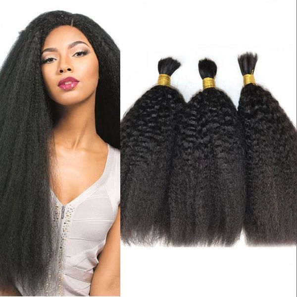 Mongolian Kinky Straight Bulk Hair For Braiding Unprocessed Human