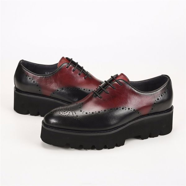 

Unique wine red oxfords formal platform shoes mens dress shoes genuine leather bridegroom shoes outdoor mens casual