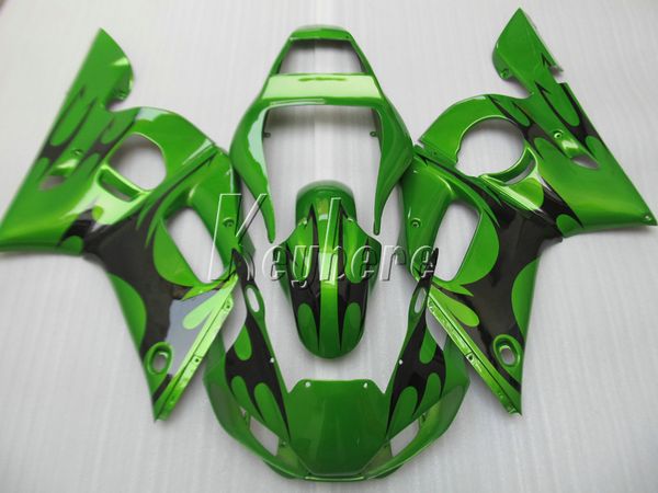 Carenagens de plástico ABS de alta qualidade para Yamaha YZR R6 98 99 00 01 02 carenagem verde preto kit YZF R6 1998-2002 HT43