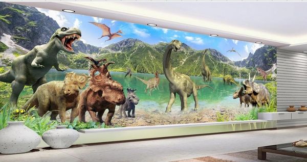

wholesale- home decoration large dinosaur world 3d wallpaper modern for living room murals 3d wallpaper mural