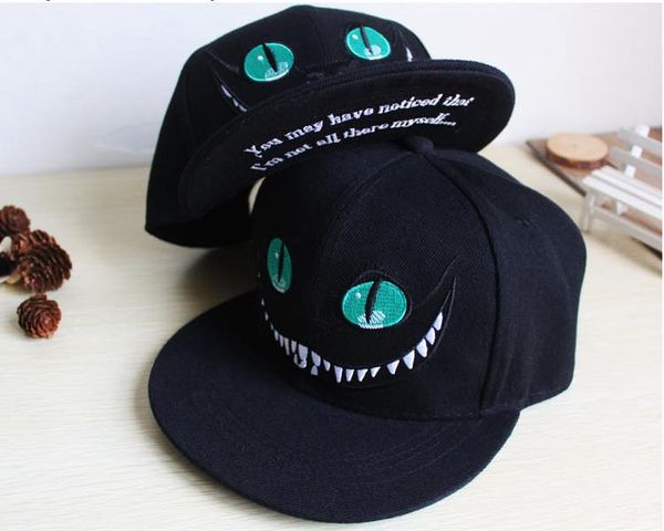 

алиса в стране чудес чеширский кот мультфильм snapback шляпы кепка для мужчин женщины snap back бейсболка snapback хип-хоп, Blue;gray