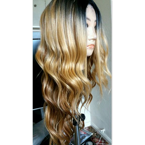 Ombre Blonde Human Hair Full Lace Wig Blonde Ombre Lace Front Wig