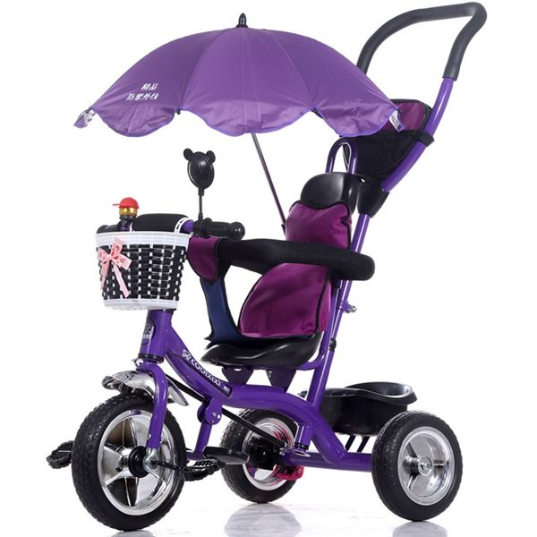 

wholesale- luxury infant baby stroller tricycle bicycle children steel frame pneumatic wheel with awnings umbrella kids learning bike prams