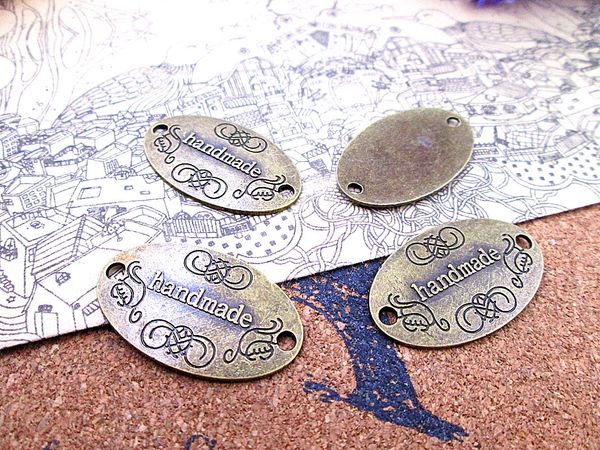 

45pcs--32*19mm antique bronze oval hand made charms pendants, Bronze;silver