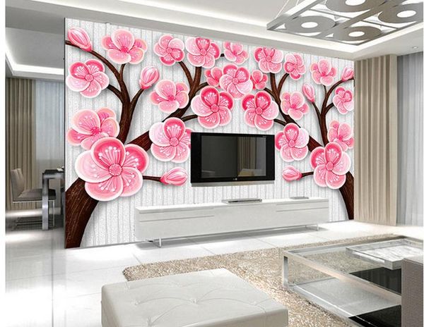 

stereo reliefs plum blossom tv wall mural 3d wallpaper 3d wall papers for tv backdrop