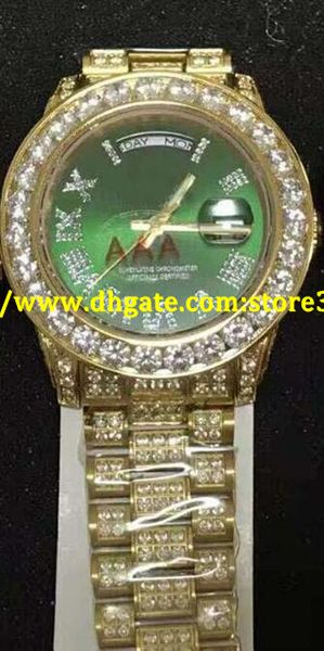 

store361 mens day-date ii 18k 40mm president 228238 yellow green dail diamond watch, Slivery;brown