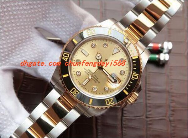 

Fashion Christmas Gift Top Quality NEW Mens Watch Wristwatch Gold Dial Sapphire Black Bezel 116613 WATCH Automatic 40mm Mens Watch Watches