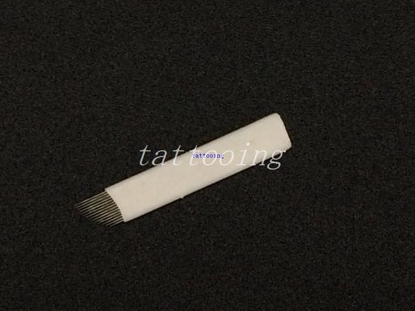 100 PCS 14 Pin Trucco semipermanente Sopracciglio Tatuaggio Microblading Ago Alto Basso Arc Lame aghi per penna manuale