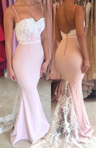 

elegant spaghetti strap mermaid prom dress lace button evening gown applique lace party dress vestido longo festa, Black