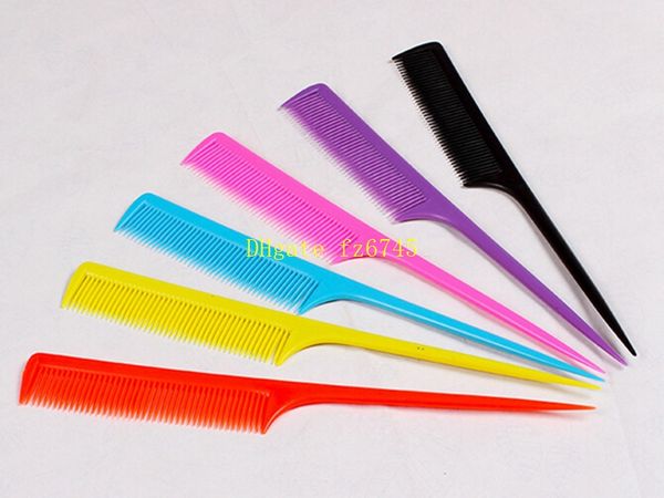 

200pcs/lot colorful plastic hair pointed tail comb for hairdresser hair cutting styling makeup comb salon tools, Silver
