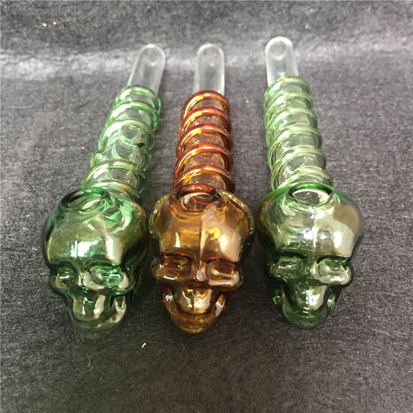 2017 Neues Design Skull Ghost Headl Glas Ölbrenner Rohr Gerader Stil Skull Ghost Head Brenner mit Ball Balancer 5,5 Zoll Bohrinseln Glas Wa