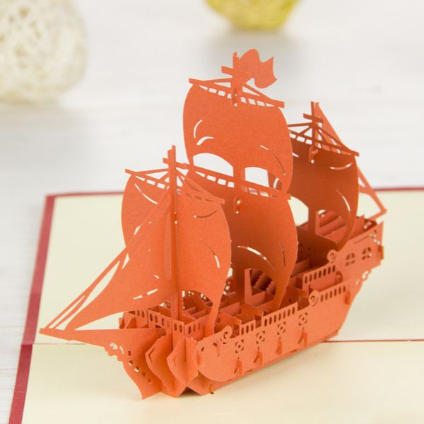 

рождественский подарок 20 шт. / лот открытка 3d pop up открытка ручной работы корабль, день рождения, пасха, юбилей, рождество, складные отк