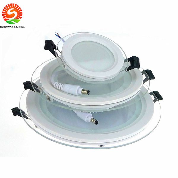 20 шт. Dimmable Светодиодная панель Downlight 6W 12W 18W Круглый стеклянный стеклянный потолок утоплен огни SMD 5730 Теплый холодный белый светодиодный свет AC85-265V