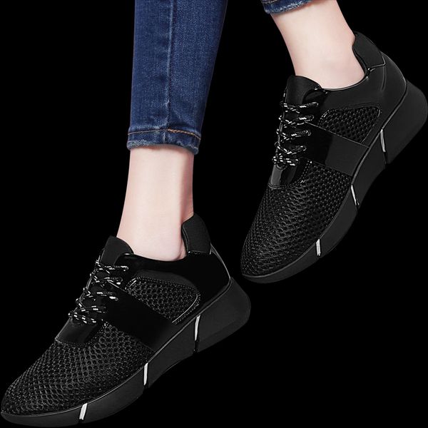 

brand guciheaven fashion flower summer women's casual shoes women flats breathable mesh height increasing girls light soft shoes, Black