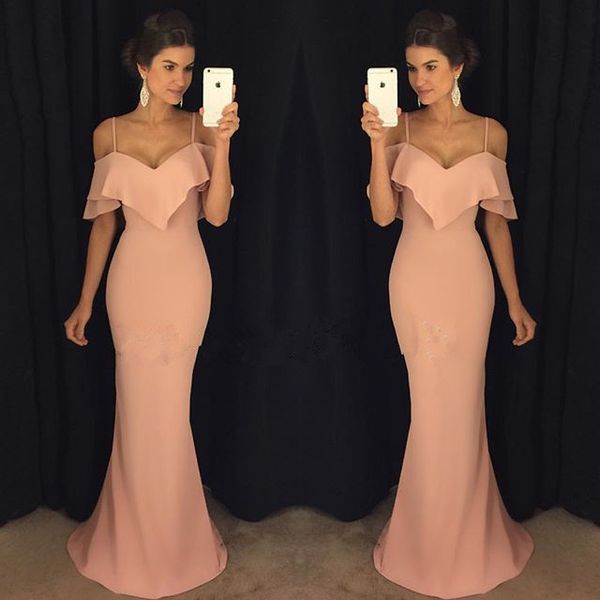 

великолепные дешевые платья выпускного вечера спагетти-русалка с короткими рукавами 2017 шифон милая спинки длинные вечерние платья, Black