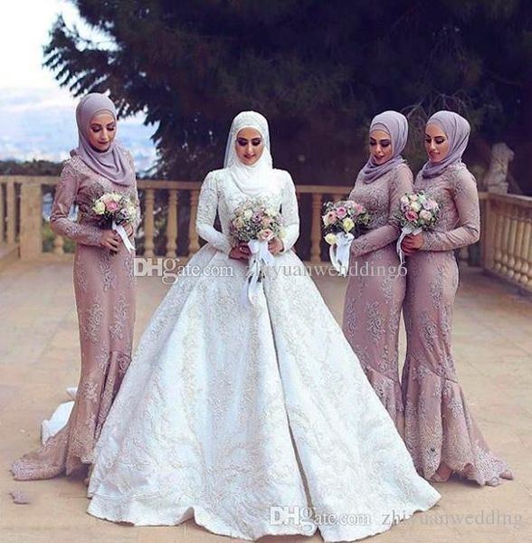 Acheter Robes De Demoiselle D Honneur Arabe Hijab Musulman Satin